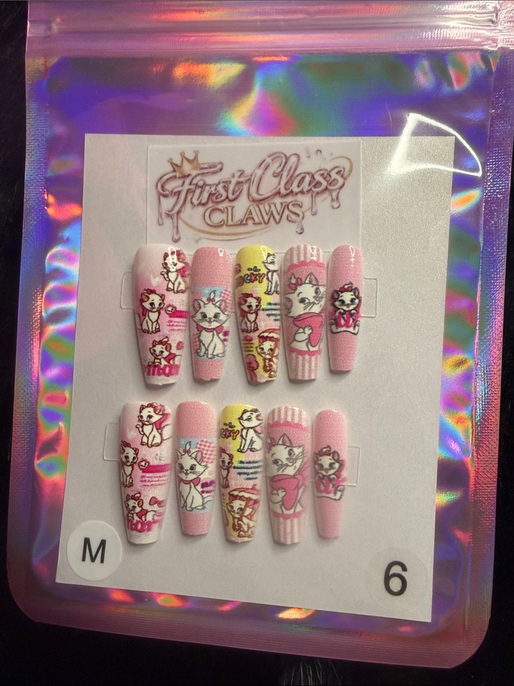 First Class Claws Pink Aristocats Cartoon Cat Press-On Nail Set